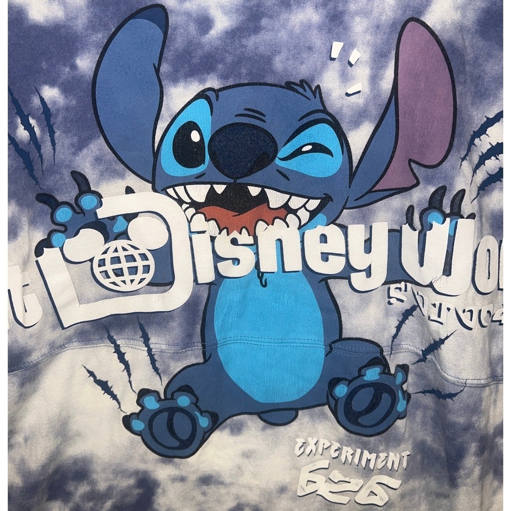 Disney World Spirit Jersey Stitch Tie Dye Blue White XXL Experiment 626 Long Slv - Picture 7 of 9